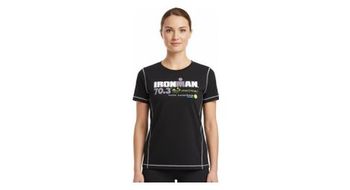 Camiseta negra de manga corta ironman 70 3 kraichgau para mujer