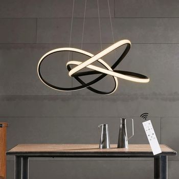 Lámpara Colgante Led Nettlife Para Salón: Negra, Regulable, 62 W, ​​ø 58 Cm, Con Aros, Altura Ajustable.