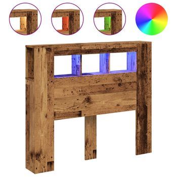 Cabecero Con Led Madera Ingeniería Envejecida 120x18,5x103,5 Cm