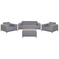 conjunto de jardin 5 plazas de poliester gris negro patas metal rovigo