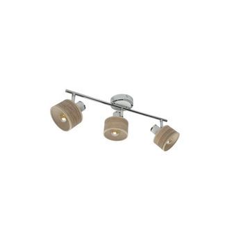 Regleta Nando 3xe14 Cromo-blanco/madera Clara Focos Orientables 16x51x10 Cm