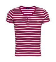 tommy jeans para mujer dw0dw19502 camiseta de manga corta slim button burdeos m casual algodon organico sostenible