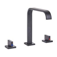 grifo doble mando para lavabo para bano moderno de metal negro mate kagera