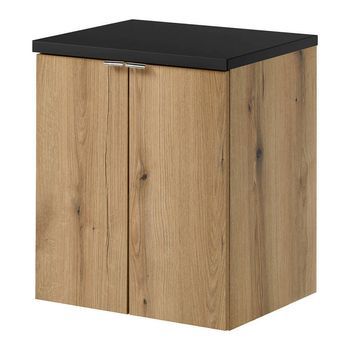 Mueble Bajo Lavabo Newport Con 2 Puertas 50x60x40 Cm - Efecto Roble/negro [en.casa]