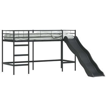 Cama Individual | Estructura De Litera Para Niños Con Tobogán Negro Y Antracita