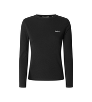 pepe jeans para mujer pl5000025 camiseta betina negro l casual algodon manga larga