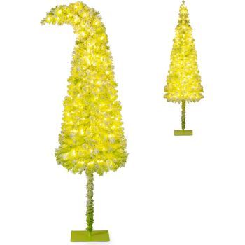 Árbol De Navidad Nevado Con Luces Costway 8 Modos Con 160 Led Blancas Cálidas (366 Puntas - 210 Cm)