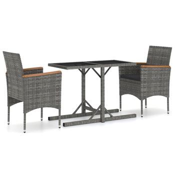 Juego De Comedor Para Jardín 3 Piezas，conjunto De Comedor De Exterior，conjunto De Jardín Gris