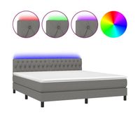 cama box spring colchon y luces led tela gris oscuro 180x200 cm diseno de botones