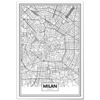 panorama cuadro de aluminio mapa de milan 70x100 cm