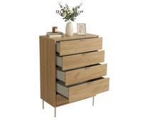 comoda dormitorio 5 cajones sforza cajonera con patas roble natural 80x106x40 cm