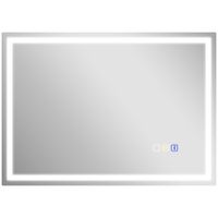 homcom espejo de bano antivaho con luz led regulable altavoz bluetooth botones touch 50x70 cm   aosom espana