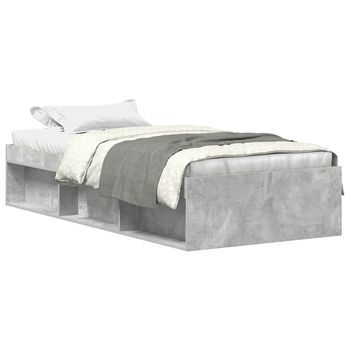 Cama Individual | Cama Para Adultos | Estructura De Cama Gris Hormigón 100x200 Cm