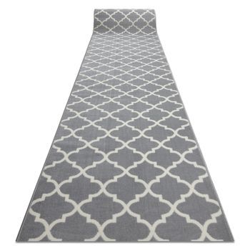 Alfombra De Pasillo Bcf Morad Trelis Espaldera Marroquí Gris / Crema  120x120 Cm