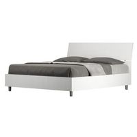 cama renoma de madera con cabecero inclinado-color blanco-ropa de cama 140x200 cm
