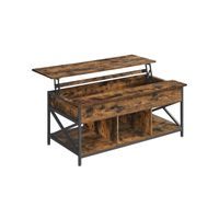 mesa de cafe con tablero elevable marron rustico  negro  60 x 120 x 48-62 cm