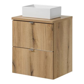 Mueble Bajo Newport Con Lavabo Rectangular 2 Cajones 50x71x40 Cm - Efecto Roble [en.casa]