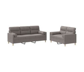 Vidaxl juego de sofás con cojines 2 piezas tela gris taupe