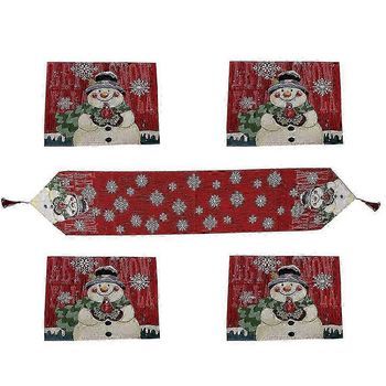Mantel Con Banderín Navideño De Muñeco De Nieve (1 Juego)