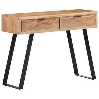 Mesa Consola De Madera De Acacia Bordes Naturales 100x35x76 Cm Vidaxl
