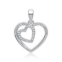 colgante de plata dos corazones circonita rodiado