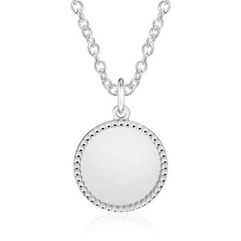 Cadena de plata 925 con colgante circular, grabable