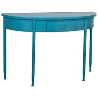 recibidor-consola de metal con 1 cajon envejecido azul 120x44x80