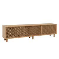mueble de tv 3 puertas de pino barnizado en color roble 180 cm