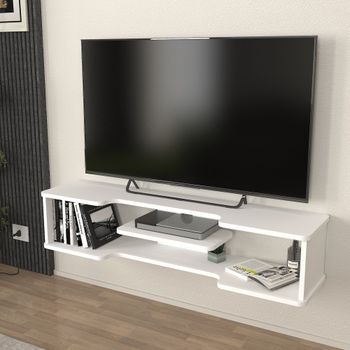 Mueble De Tv Flotante Yrela Con Estante 120x30x26 Cm - Blanco [en.casa]