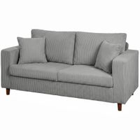 homcom sofa de 2 plazas tapizado en pana con asiento ancho y profundo y patas de madera 170x80x82 cm gris claro   aosom espana