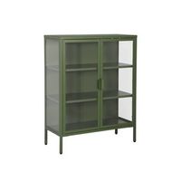 vitrina de acero y vidrio templado de 2 puertas 80cm verde