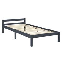 estructura de cama con somier de laminas cama individual 90 x 200 cm en pino gris oscuro 030004986