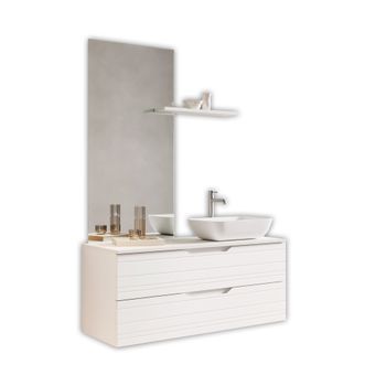 Composición Baño De 4 Piezas Solmira Blanco Mate En Mdf