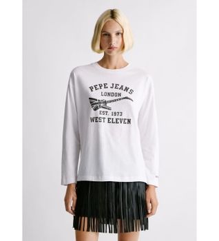 Pepe Jeans para mujer. PL5000053 Camiseta Elora blanco (M), Casual, Algodón, Manga larga