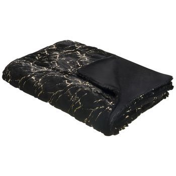 Colcha De Poliéster Negro 150 X 200 Cm Manta Patrón De Mármol Sala De Estar Dormitorio Godavari