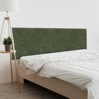dhome cabecero verde 160cm dual acabado toalla soft tapizado liso con patas 4cm grosor 70 alto tejido suave para pared acusticos cabeceros absorbentes 160cm 4cm - 70 al - verde
