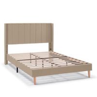 estructura de cama tapizada noelia de 30 cm 150x190 cm beige