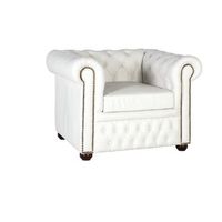 sillon chester uniplaza tapizado en piel natural acabado blanco