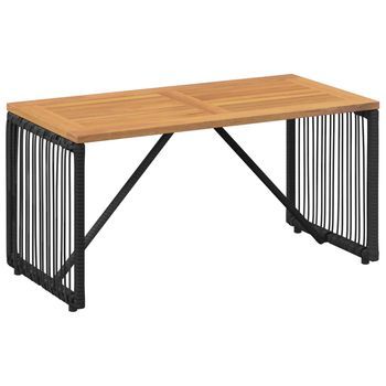 Mesa De Jardín | Mesa De Exterior Negro Y Marrón 80 X 40 X 40 Cm Ratán Sintético