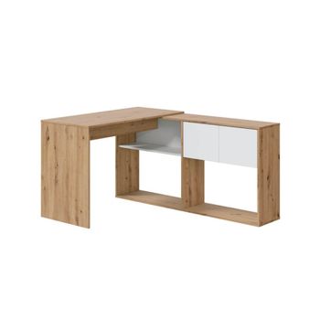 Escritorio modulable con puertas l108 cm - decor blanco y roble
