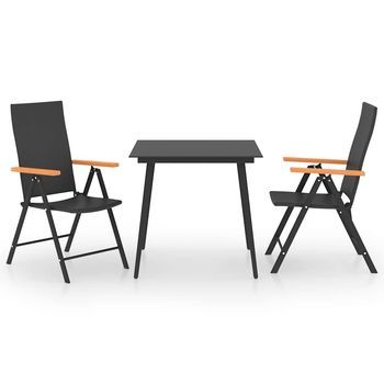 Juego De Comedor Para Jardín 3 Piezas Negro Y Marrón Vidaxl