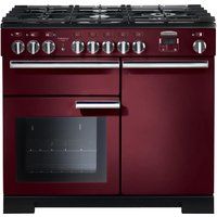 rangemaster professional deluxe 100 dual fuel range cooker - cranberry  chrome cranberry