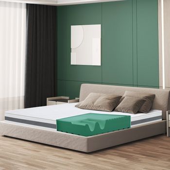 Colchón 165x210 Cm En Espuma Antibacteriana| Altura 16 Cm | Funda 3d Air Hipoalergénica | Colchón Ortopédico 7 Zonas Termosensible