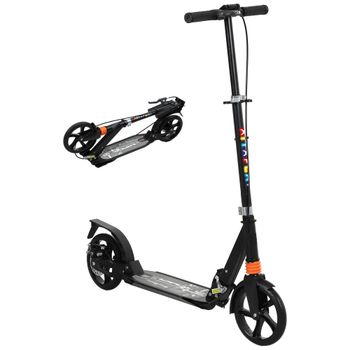 AIYAPLAY Patinete niños, patinete plegable de 2 ruedas, manillar con 4 ajustes de altura, 94 x 36 x 88-103 cm, negro