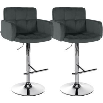Juego De 2 Taburetes De Bar Los Angeles Terciopelo Gris Oscuro 56x60x93 Cm Clp