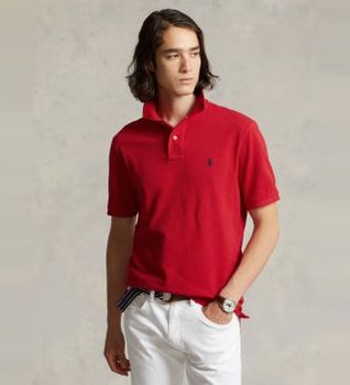 Polo Ralph Lauren para hombre. 710666998003 Polo Custom Fit rojo (M), Casual, Algodón, Manga corta