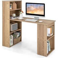 escritorio con estanteria mesa escritorio 120 cm 6 estantes de almacenamiento costway 122x55x120cm tronco