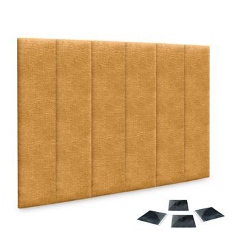Dhome Juego De 6 Paneles Tapizados De Lana Ecológica Pack Autoadhesivos Para Pared Acústicos Absorbentes Protección (mostaza, 60x20cm, X6)