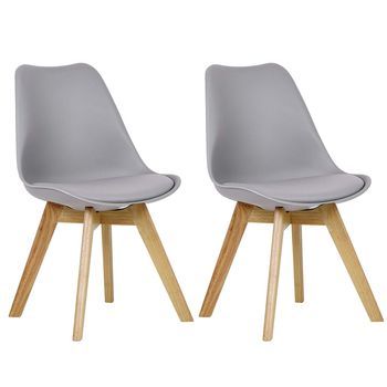 Set 2 Sillas De Comedor Sillas De Cocina Patas De Madera Estilo Nórdico - Gris - Woltu