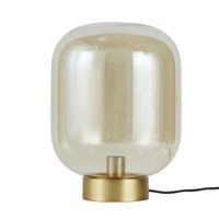 lampara de mesa de cristal ambar y metal dorado alt 40 cm